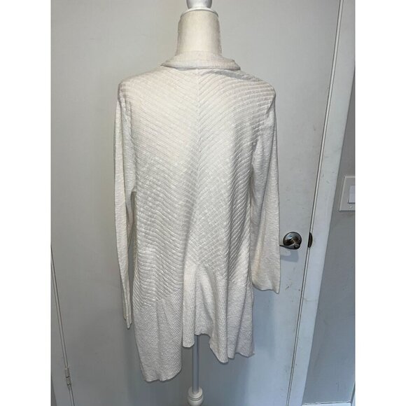 Eileen Fisher Linen cotton Open Front Cardigan White Textured Knit Sweater Size - Picture 3 of 7